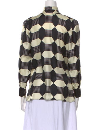 Gucci Silk Plaid Print Button-Up Top