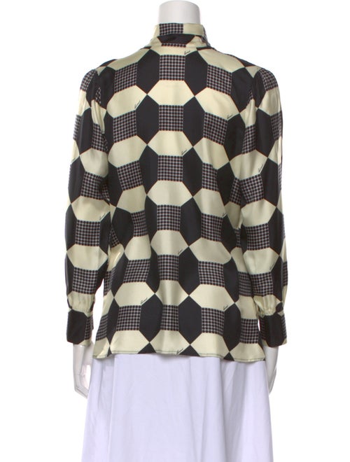 Gucci Silk Plaid Print Button-Up Top