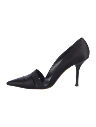 Gucci Satin Leather Trim Embellishment D'Orsay Pumps
