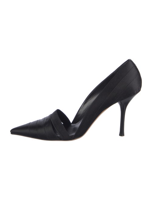 Gucci Satin Leather Trim Embellishment D'Orsay Pumps