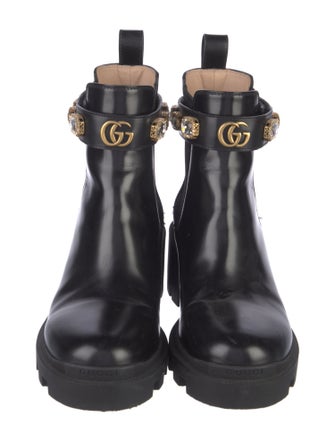 Gucci Double G Logo Leather Rain Boots