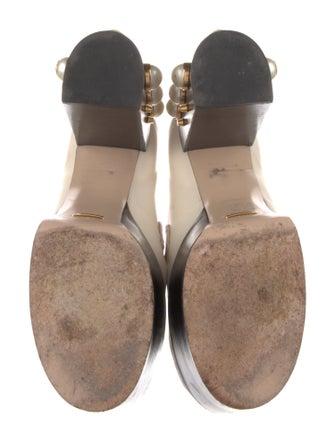 Gucci Faux Pearl Accents Leather Pumps
