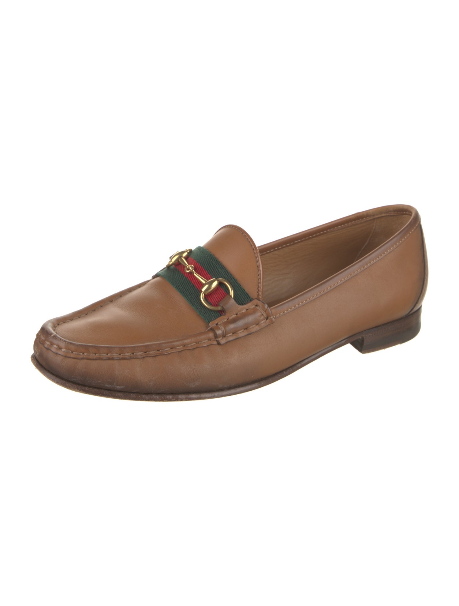 Gucci Web Accent Leather Loafers