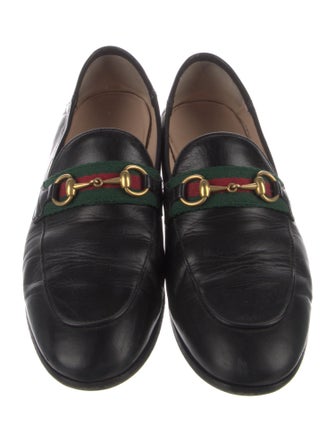 Gucci Web Accent Leather Loafers
