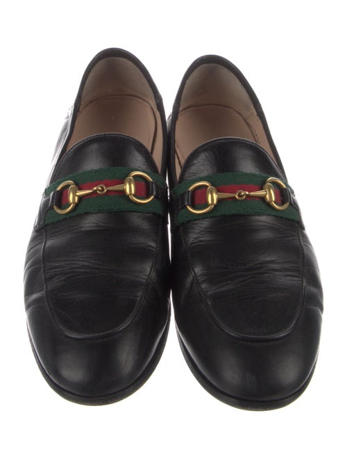 Gucci Web Accent Leather Loafers
