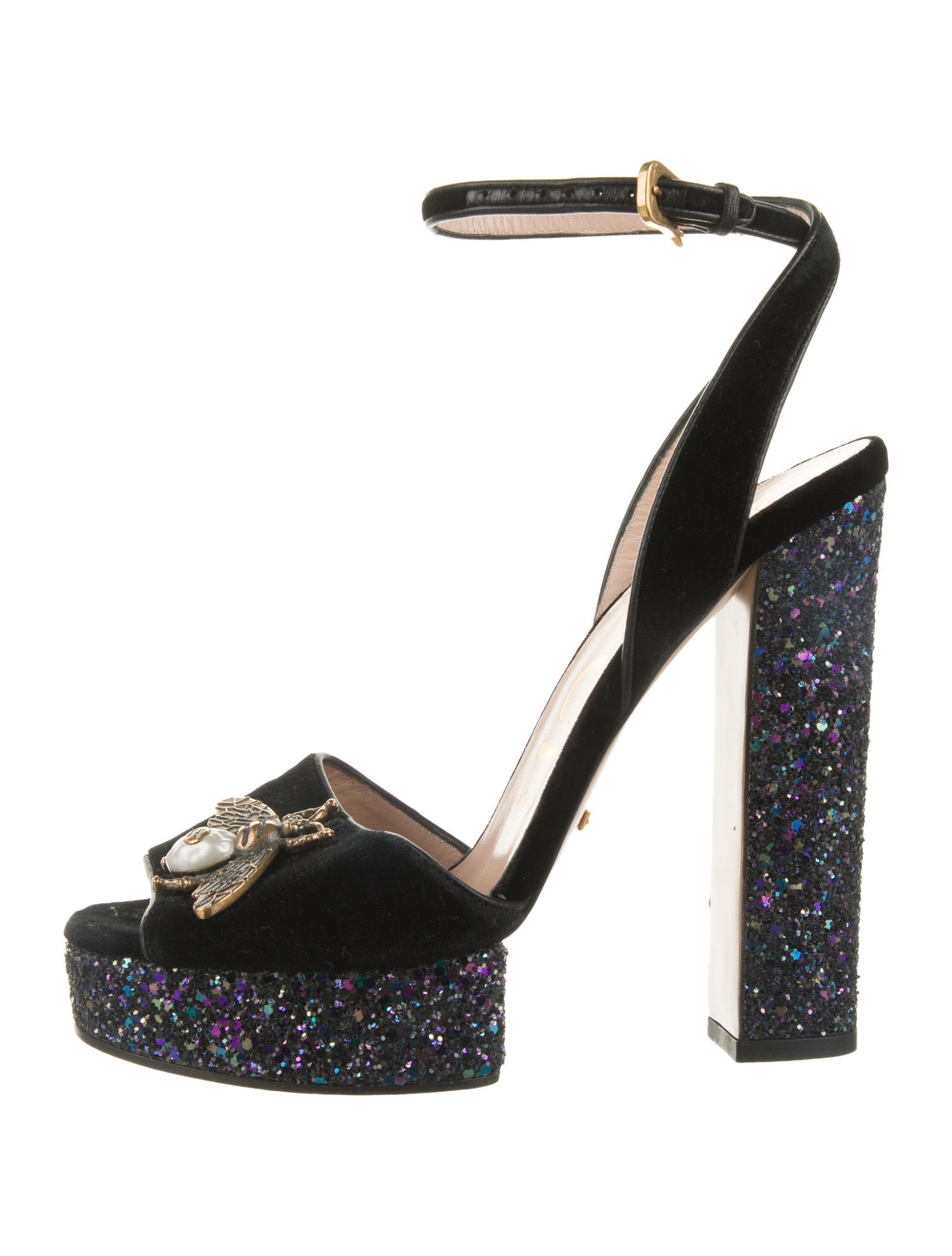 Gucci Interlocking G Logo Velvet Sandals