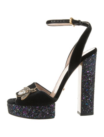 Gucci Interlocking G Logo Velvet Sandals