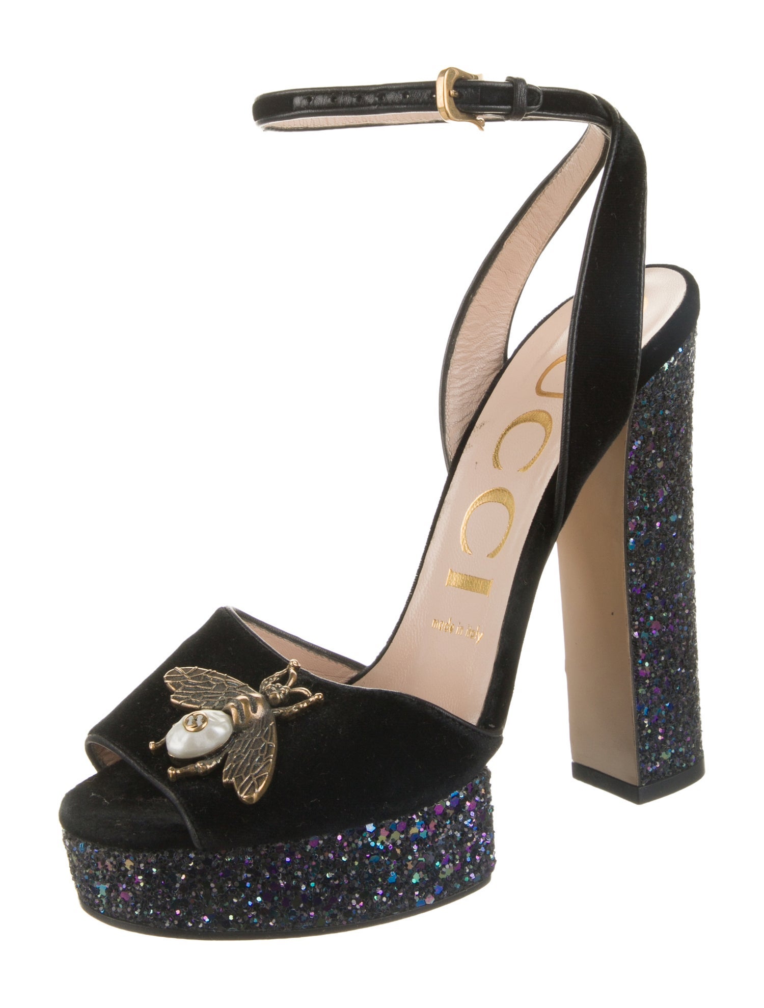 Gucci Interlocking G Logo Velvet Sandals