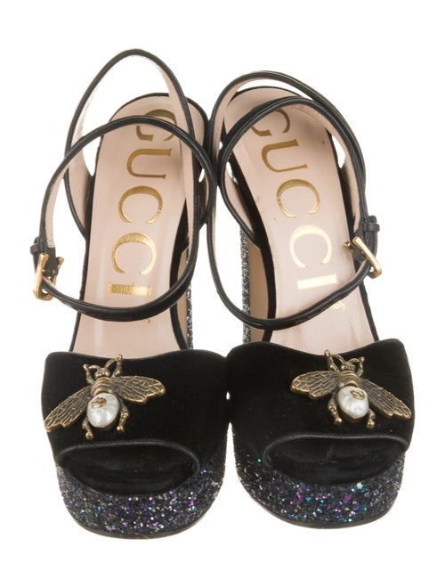 Gucci Interlocking G Logo Velvet Sandals