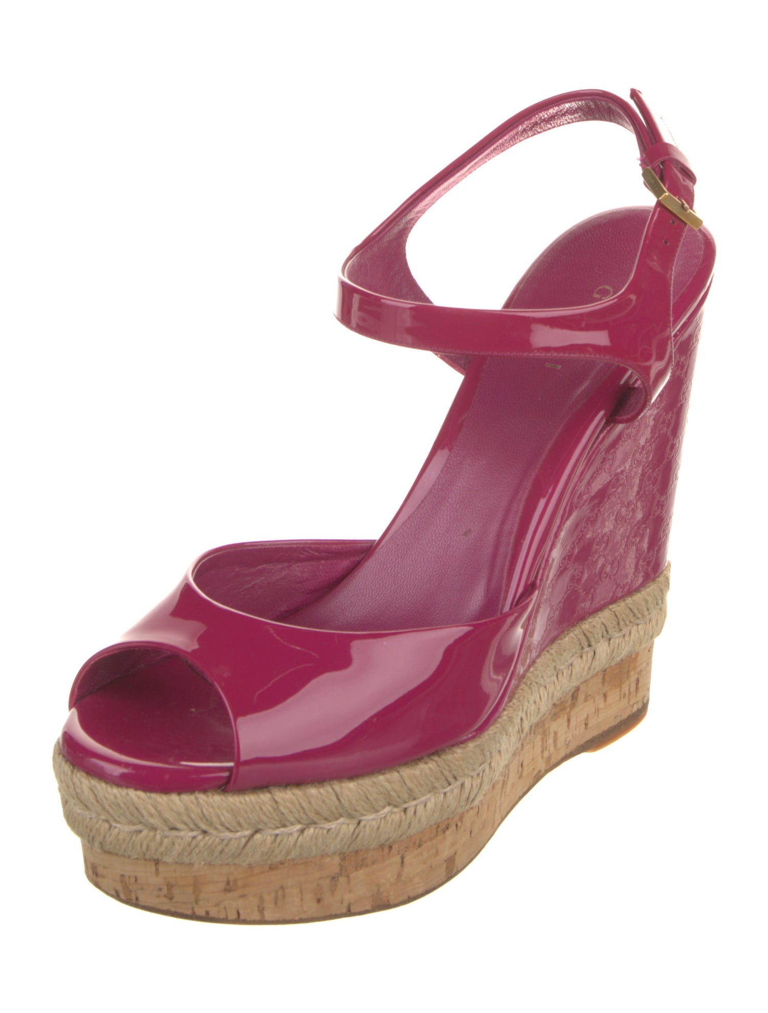 Gucci Microguccissima Pattern Patent Leather Espadrilles