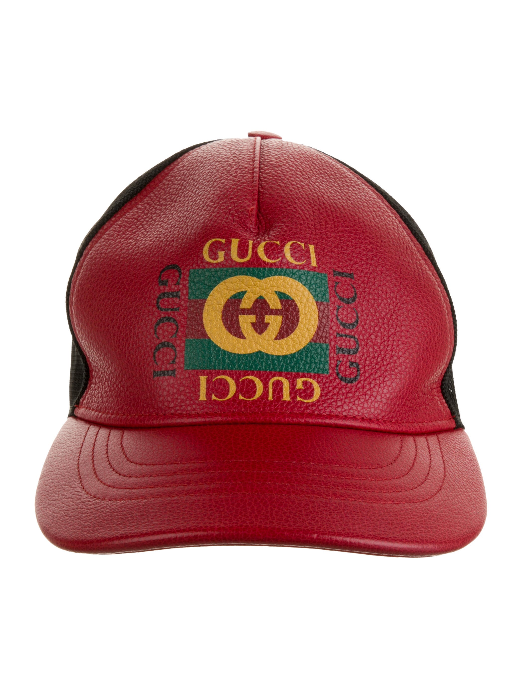 Gucci Logo Print Leather Trucker Hat