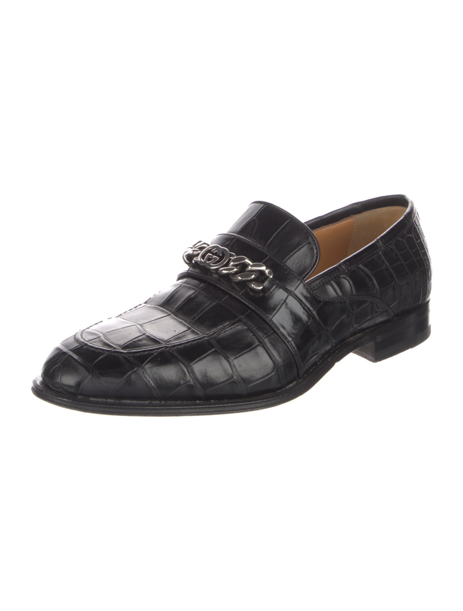 Gucci Sukey Logo Crocodile Dress Loafers
