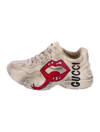 Gucci Leather Graphic Print Chunky Sneakers