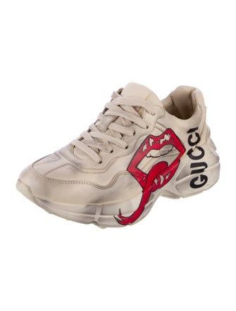 Gucci Leather Graphic Print Chunky Sneakers