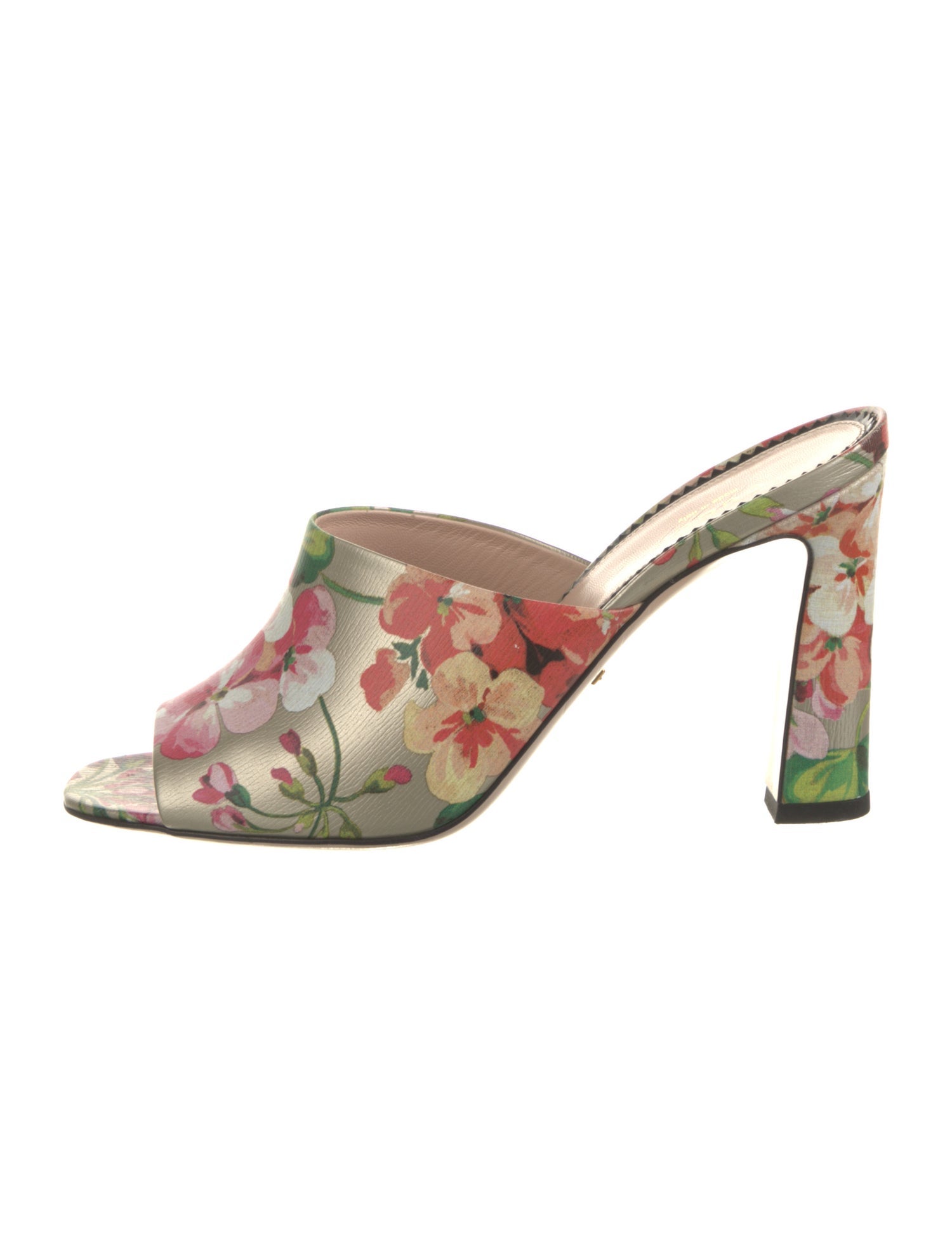 Gucci Blooms Print Leather Mules