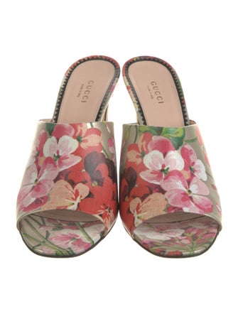Gucci Blooms Print Leather Mules