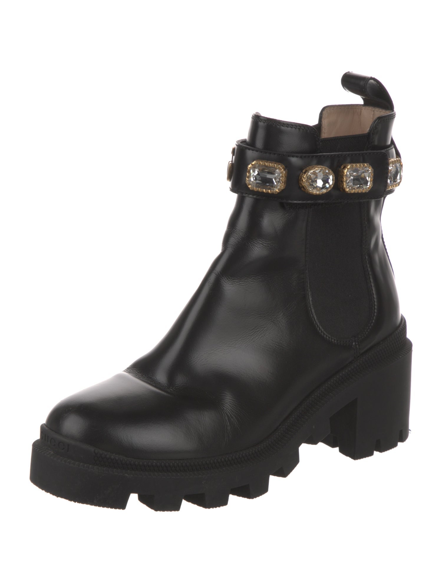 Gucci Double G Logo Leather Chelsea Boots