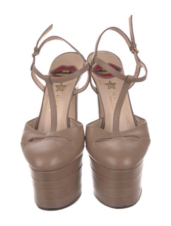 Gucci Leather Cutout Accent T-Strap Pumps