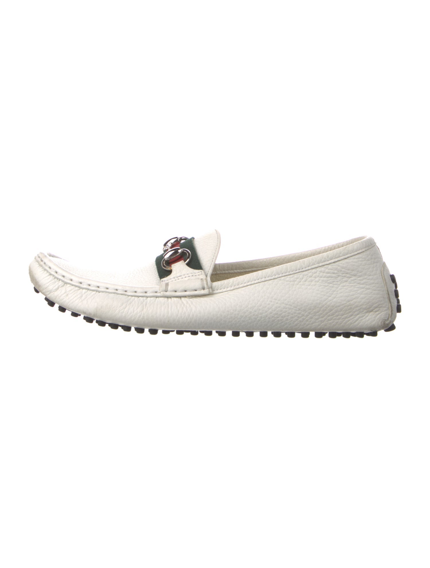Gucci Web Accent Leather Loafers
