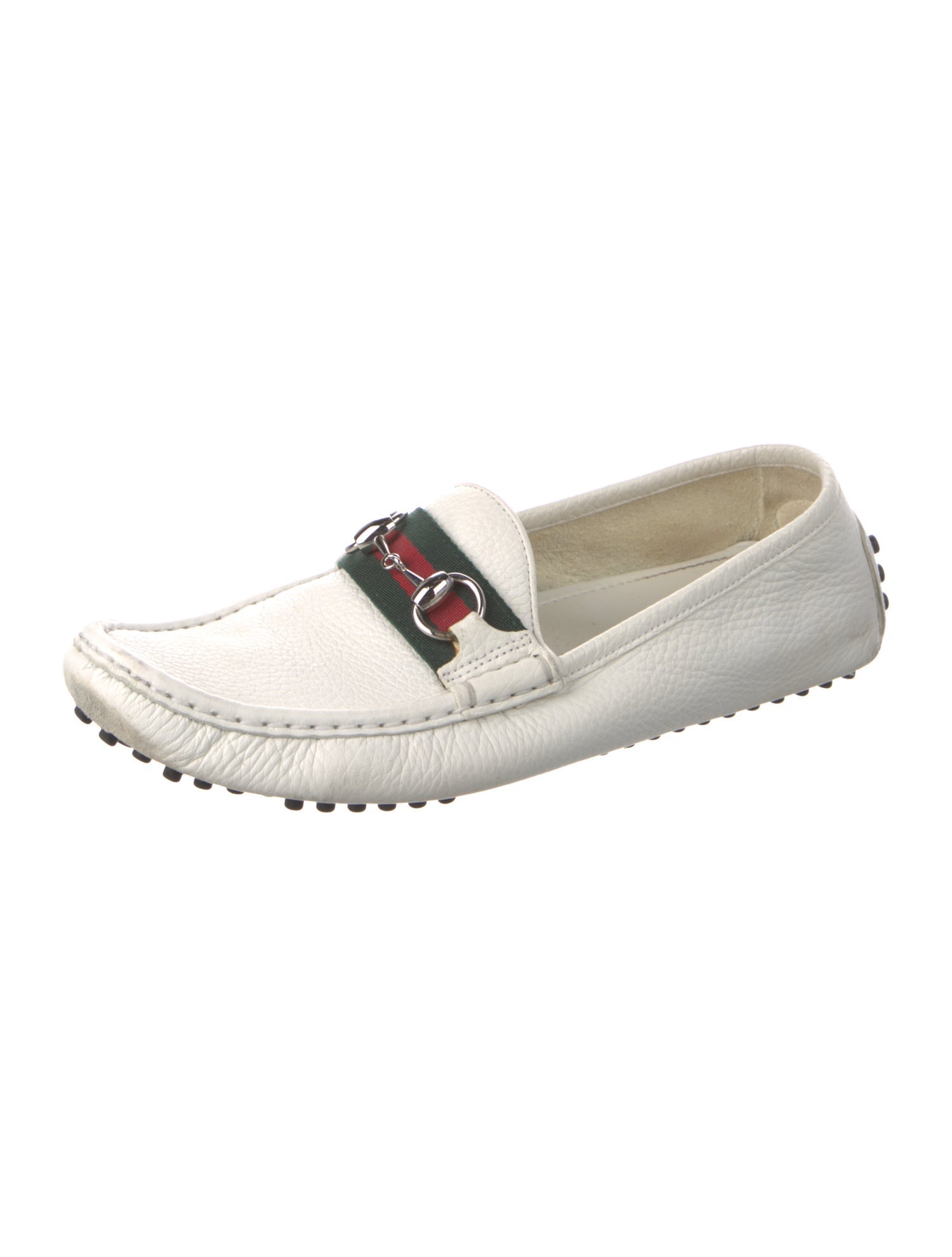 Gucci Web Accent Leather Loafers