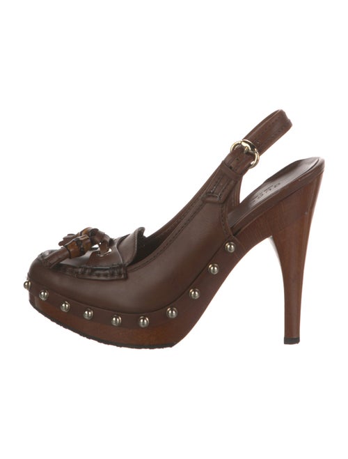 Gucci Bamboo Accent Leather Slingback Pumps