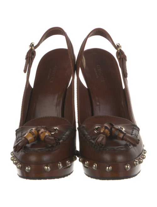 Gucci Bamboo Accent Leather Slingback Pumps