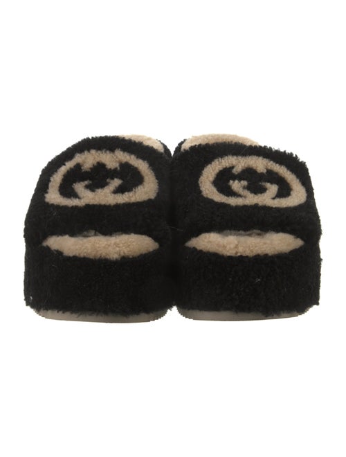 Gucci Interlocking G Logo Shearling Slides