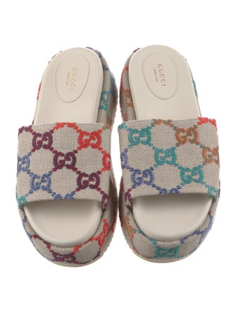 Gucci Canvas Printed Slides