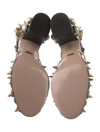 Gucci Interlocking G Logo Snakeskin T-Strap Pumps