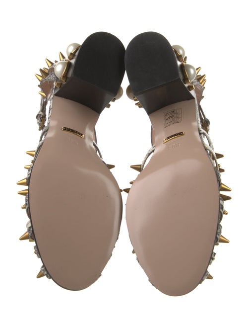 Gucci Interlocking G Logo Snakeskin T-Strap Pumps