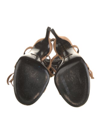 Gucci Suede Fringe Trim Accent Gladiator Sandals