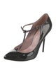 Gucci Patent Leather Bow Accents T-Strap Pumps