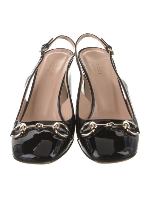 Gucci Horsebit Accent Patent Leather Slingback Pumps