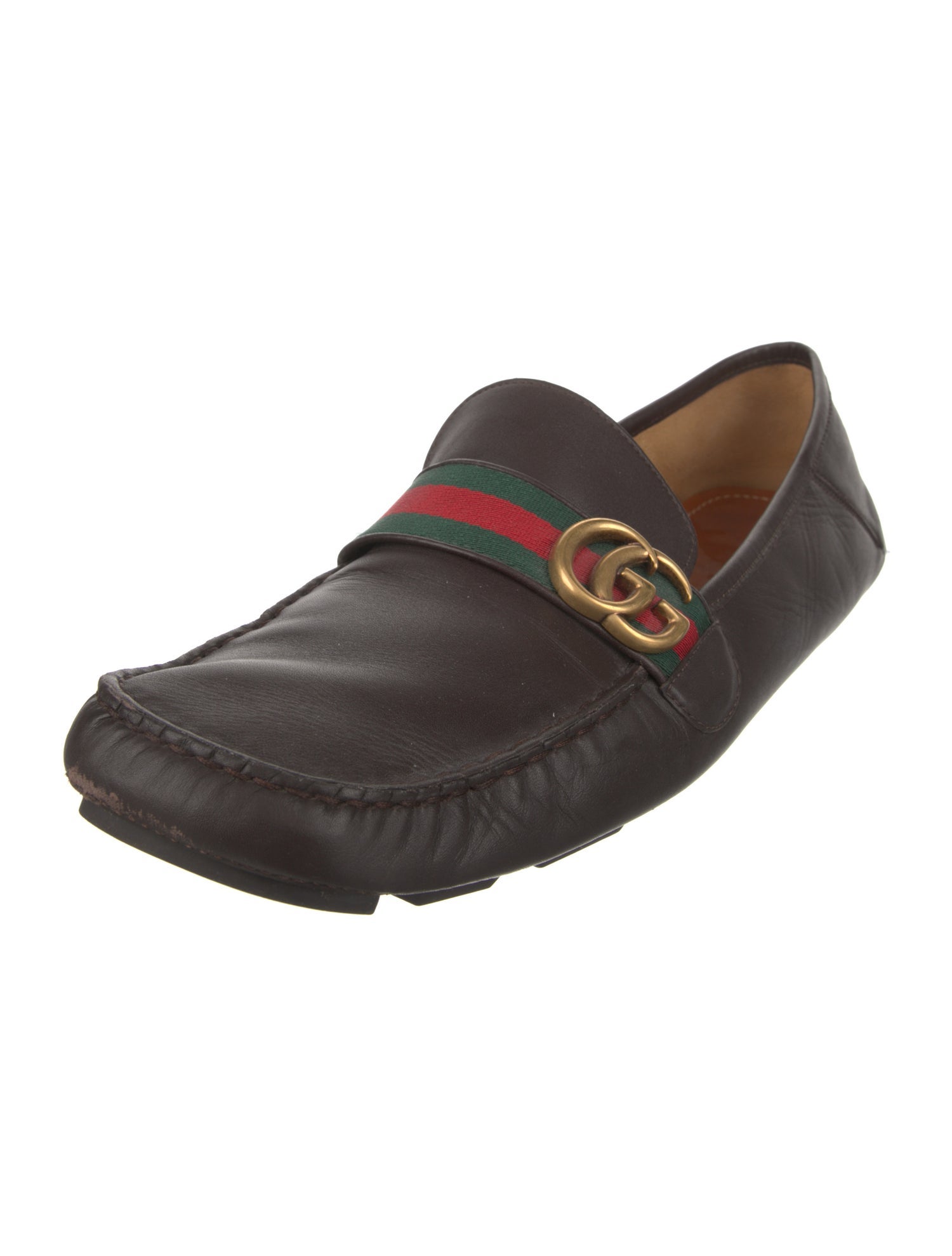 Gucci Web Accent Leather Drivers