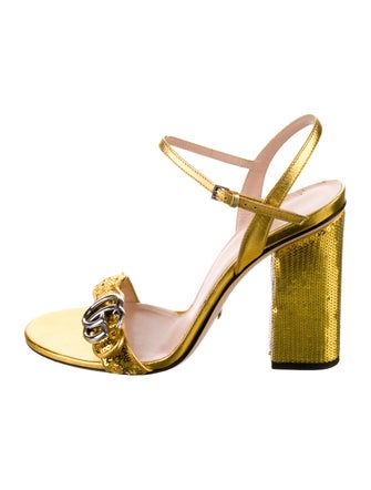 Gucci Double G Logo Sequins Sandals