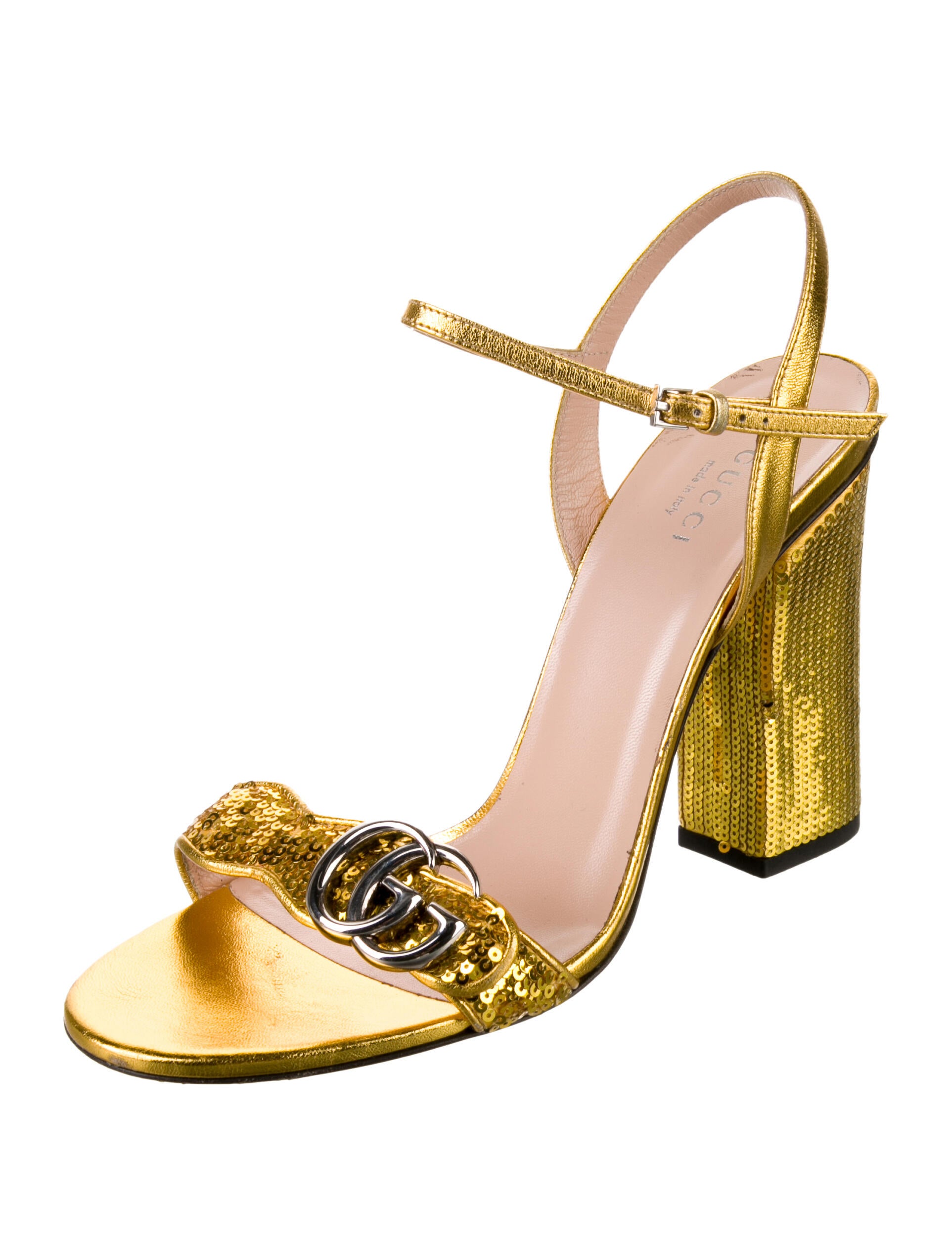 Gucci Double G Logo Sequins Sandals