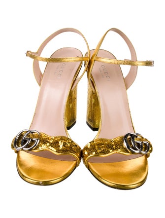 Gucci Double G Logo Sequins Sandals