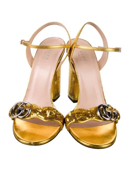 Gucci Double G Logo Sequins Sandals