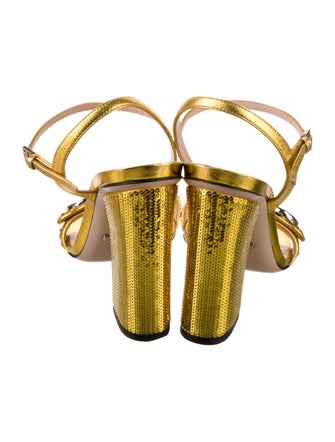 Gucci Double G Logo Sequins Sandals