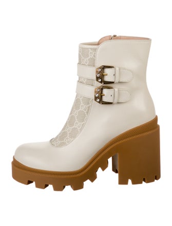 Gucci GG Supreme Leather Lace-Up Boots