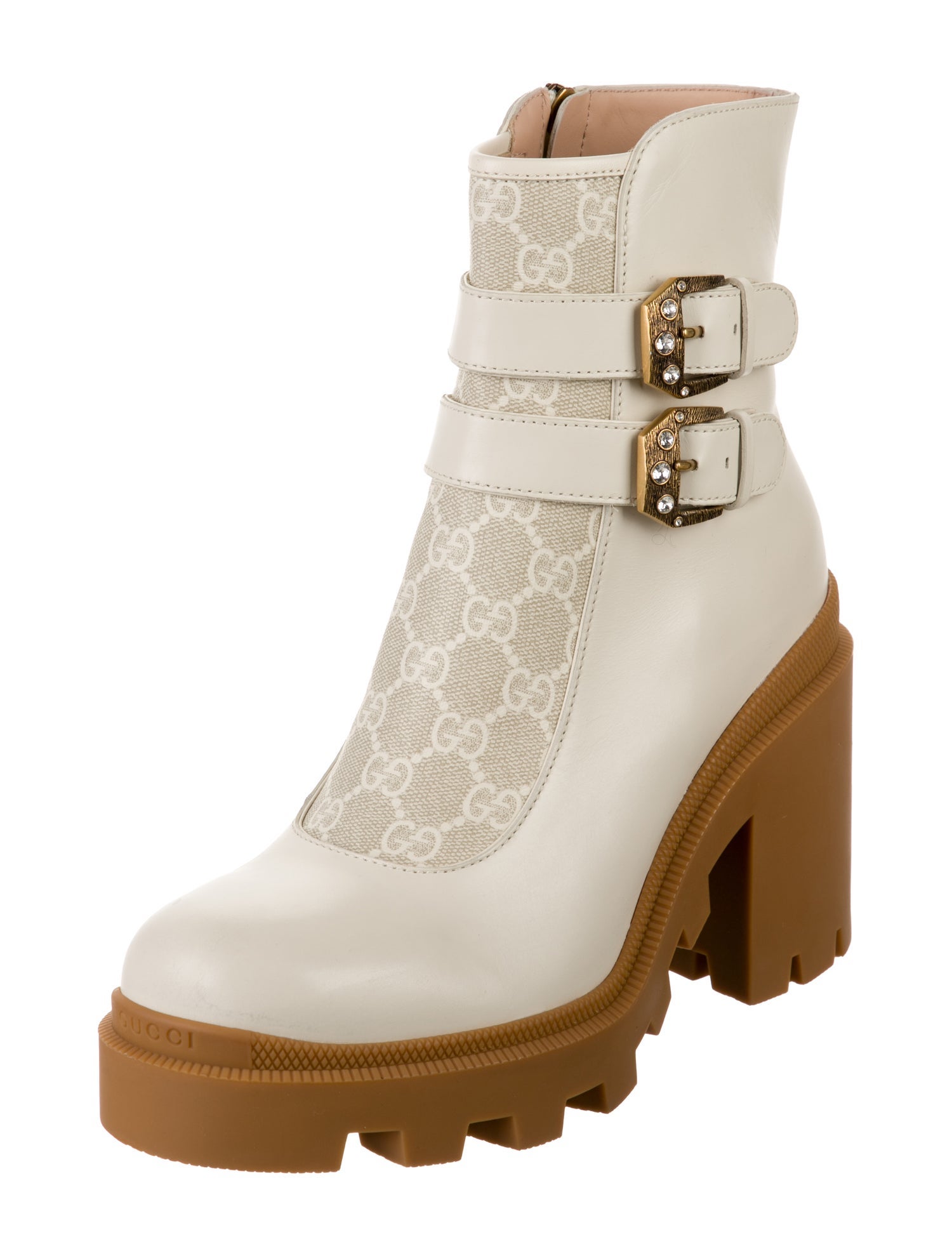 Gucci GG Supreme Leather Lace-Up Boots