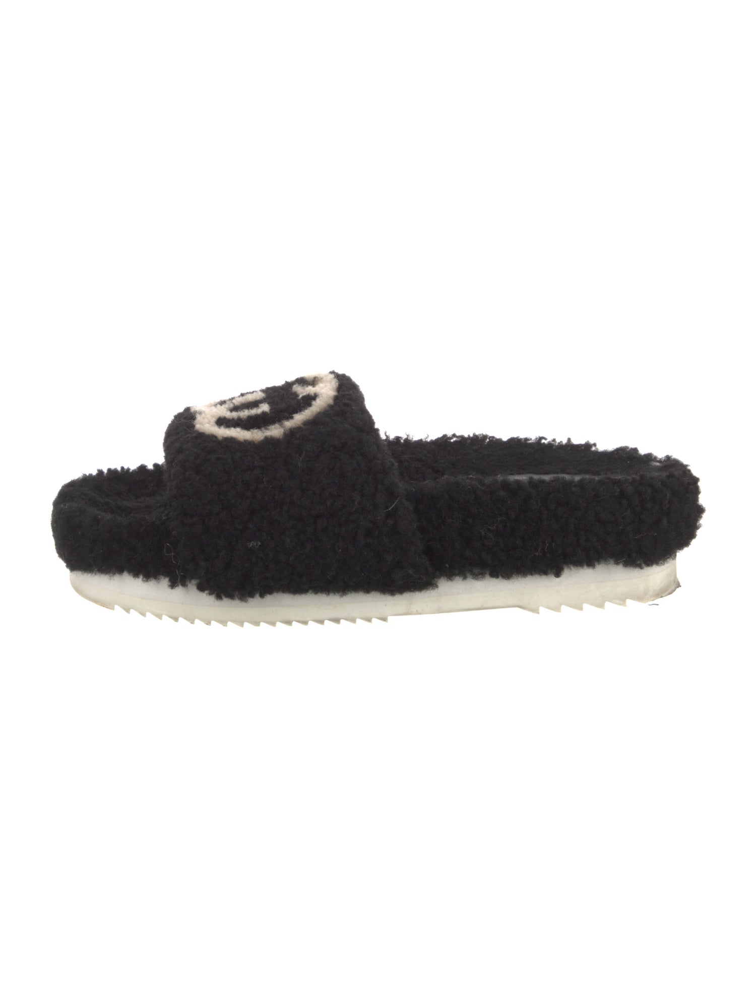 Gucci Interlocking G Logo Shearling Slides