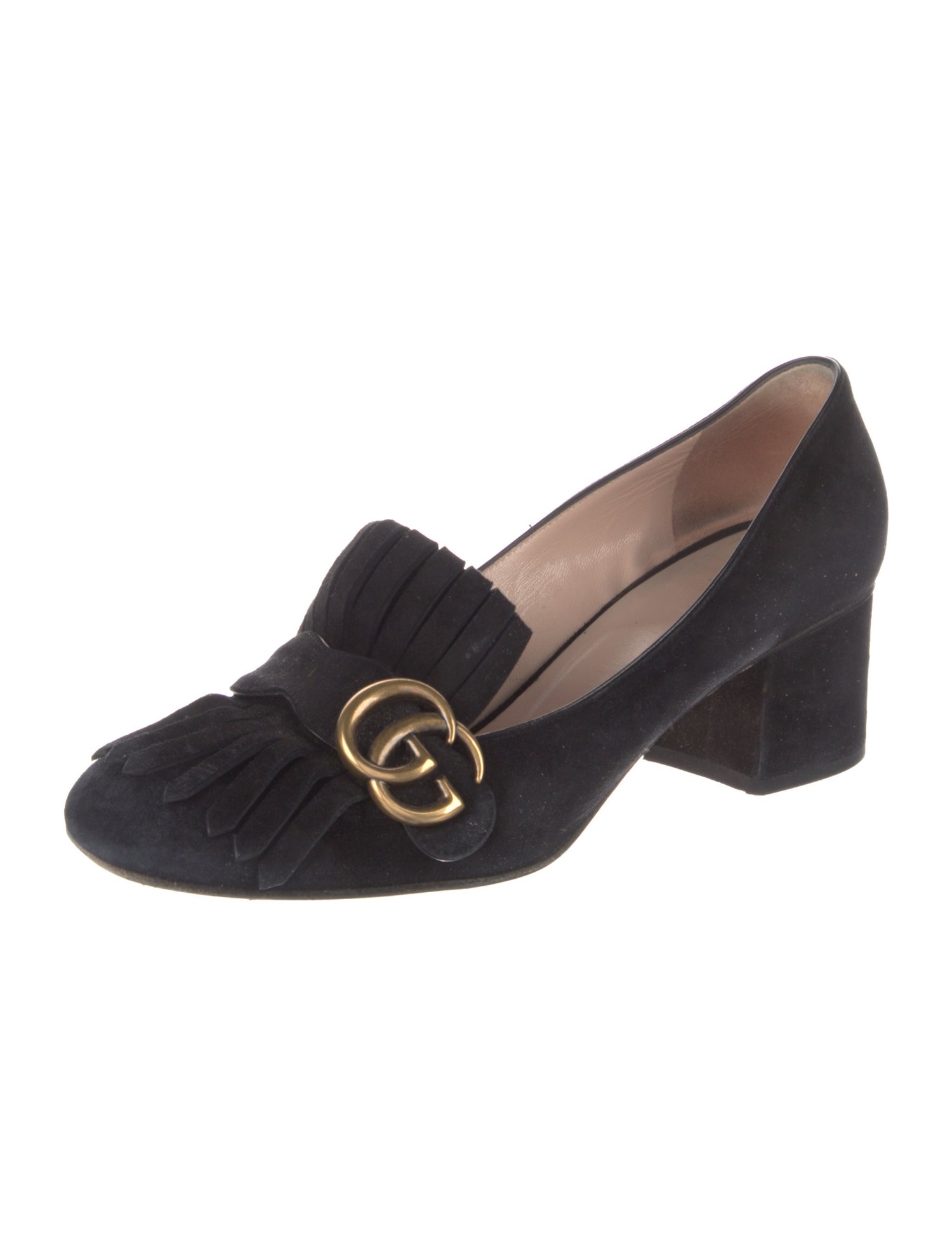 Gucci Double G Logo Suede Pumps