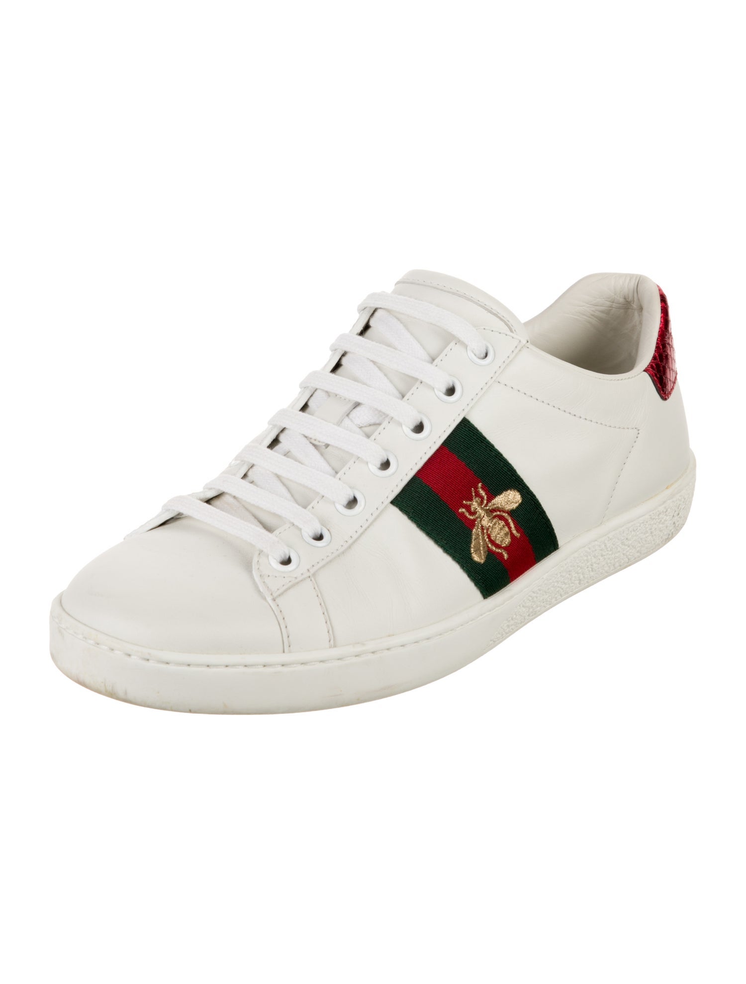 Gucci Web Accent Leather Sneakers