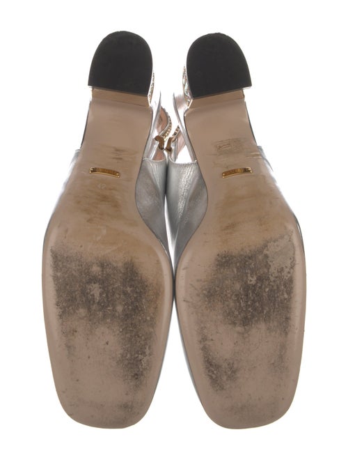 Gucci Leather Crystal Embellishments Slingback Pumps