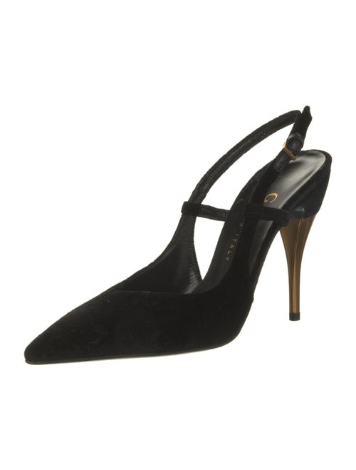 Gucci GG Logo Velvet Slingback Pumps