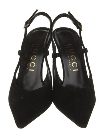 Gucci GG Logo Velvet Slingback Pumps