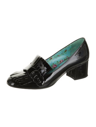 Gucci Patent Leather Fringe Trim Accent Pumps