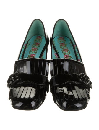 Gucci Patent Leather Fringe Trim Accent Pumps