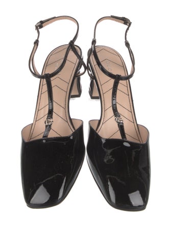 Gucci Double G Logo Patent Leather T-Strap Pumps